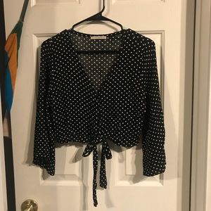 Cute Polka Dot Cropped Blouse